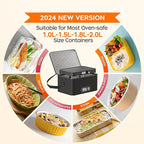 Portable Oven, 12V 24V 110V-240V Car Food Warmer Portable Personal Mini Oven Electric Heated Lunch Box for Meals Reheating & Raw Food Cooking for Road Trip/Camping/Picnic/Family Gathering(Black) - Image 4