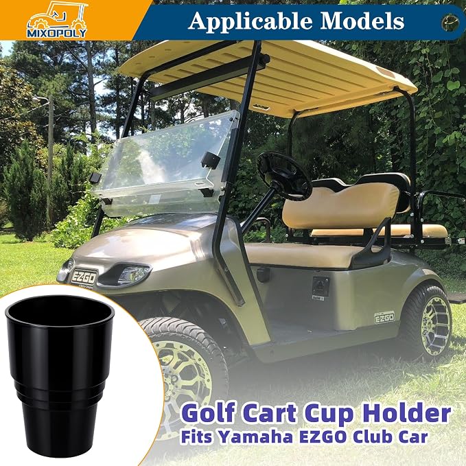Golf Cart Cup Holder Insert Adapter Replacement fits Club Car EZGO Yamaha Golf Cart, for Placing and Securing 16.4 oz Portable Propane Gas Bottle or Drink Water Glass, (1Pcs, Black) - Image 2