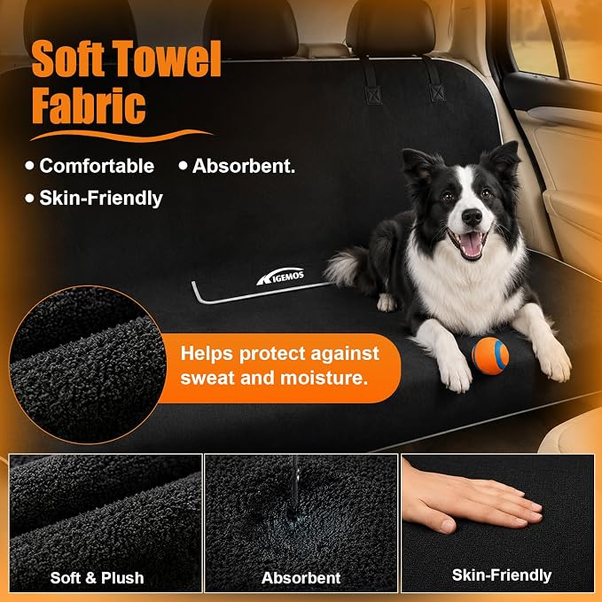 Back Seat Cover, Waterproof Non-Slip Bench Seat Protector for Cars | Sweatproof, Dual-layer Microfiber Terry Rear Seat Cover for Dogs and Kids, Fits for Cars, Vans, Trucks and SUVs - Image 3