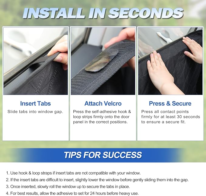 Instraella Car Door Protector for Dogs, 2-Pack, Protects from Dog Scratches | Heavy-Duty Waterproof Oxford with 3 Tint-Safe Inserts, Window Roll Compatible, 31 x 28 in, Fits Large SUVs & Pickups - Image 4