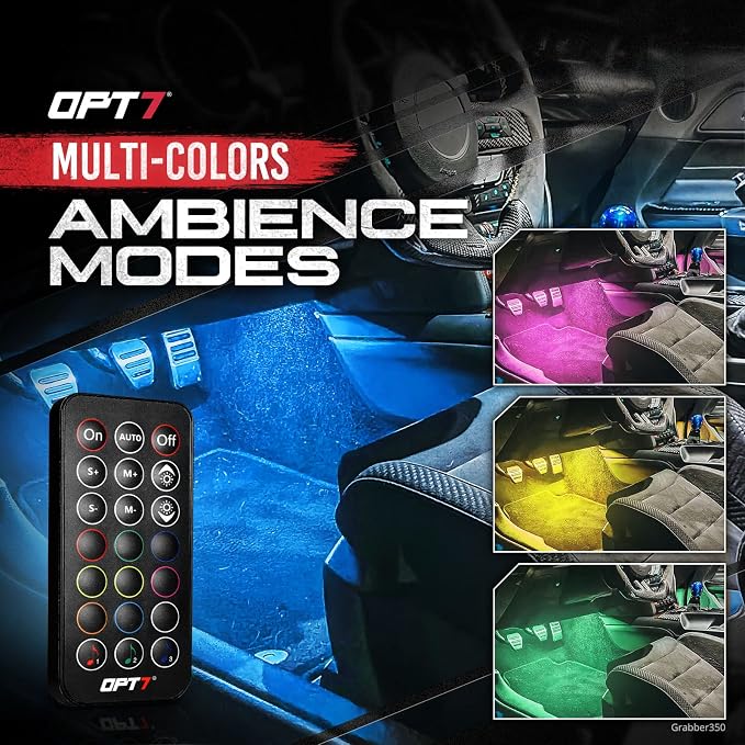 OPT7 Aura RGB Interior SUV & Van Lights with Remote Control, 6PC LED Kit | Extended Footwell Lighting, Full SUV Coverage, 3-Row Car Decor, Interior Ambient Glow, Sound Sync,12V LED Strips - Image 3