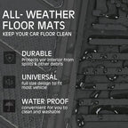 CAR PASS Heavy Duty Rubber Floor Mats 4-Piece Car Mat Set - Universal Waterproof Carbon Fiber Floor Mats for Car SUV Truck, Durable All-Weather Mats(Black) - Image 4