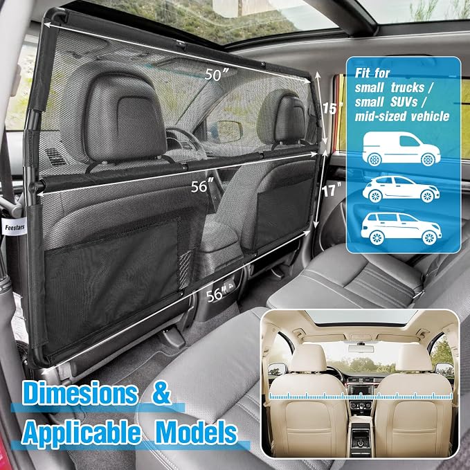 Dog Barrier for SUV Truck, 56" Car Divider Pet Gate - Image 4