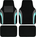 CAR PASS Leather Sporty Car Floor Mats Carpet, Universal Waterproof Automotive Floor Mat Fit for Sedans, Cars, Mid Trucks, Vans, SUV, Set of 4 (Black and Mint) by CARPASS