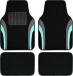 CAR PASS Leather Sporty Car Floor Mats Carpet, Universal Waterproof Automotive Floor Mat Fit for Sedans, Cars, Mid Trucks, Vans, SUV, Set of 4 (Black and Mint) by CARPASS