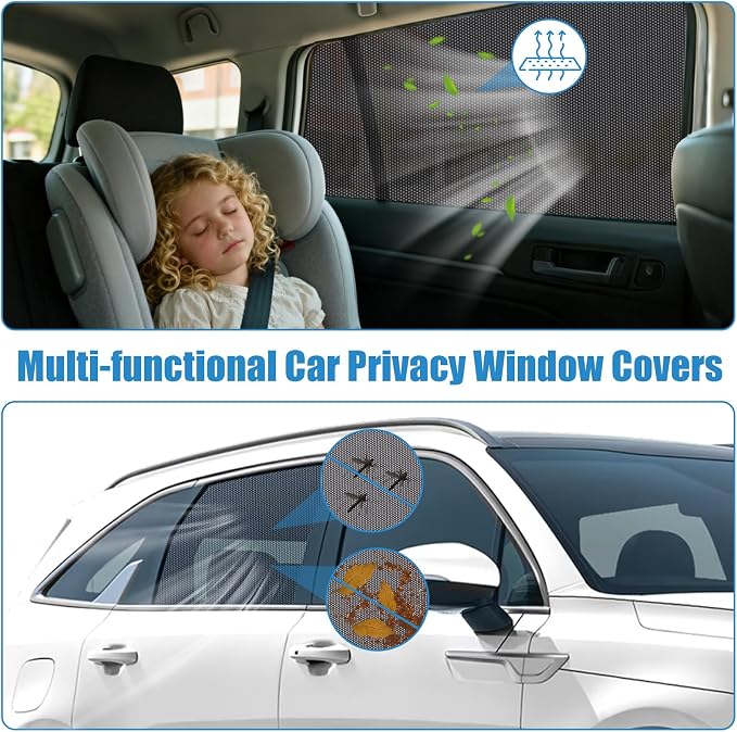 Kia Sorento Window Shades 2015-2020, Rear Side Mesh, 2PCS | Custom Fit Window Shades, Breathable Mesh Blocks UV Rays, Reduces Heat & Glare, Creates Comfort for Babies & Rear Passengers - Image 6