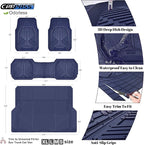 CAR PASS Heavy Duty Rubber Car Mats with Cargo Liner, Deep-Dish Car Floor Mats and Trunk Mat All Weather, Universal Trim-to-Fit for SUVs Trucks Sedans, Waterproof Anti-Slip, Trimmable V12 Blue - Image 5