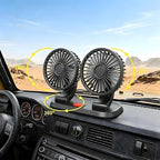5V Dual Head Car Fan, Portable Vehicle Cooling Fan with 2 Speeds, 360° Rotatable Adjustable Dashboard Air Circulator for SUV, RV, Truck, Sedan, Cruise, Cigarette Lighter Powered USB Fan - Image 6