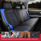 FREESOO Custom Leather for Toyota Tundra Seat Covers 2007-2013 Crewmax Cab | Fit for Crewmax Cab 5 Seats, Full Set, 60/40 Split Bench, Faux Leather, for Truck Toyota Tundra Accessories, BlackBlue - Image 6