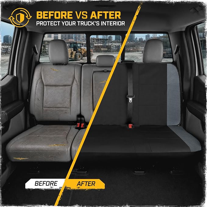 CAT MeshFlex Seat Covers Full Set for Full-Size Pickup Trucks Only - Gray | Front Bucket Seat Covers & 60/40 Split Rear Bench Protector – Interior Accessories For F-150, Silverado, Ram, Sierra & Tundra - Image 8