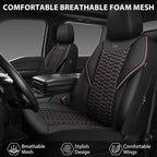 CAR PASS 3D Foam Mesh Leather Car Seat Covers Front Seats,Breathable Mesh Front Seat Covers for Women,Universal Fit for Cars SUV Truck Sedan Van Automotive, Armrest Airbag Compatible,Black and Pink - Image 7