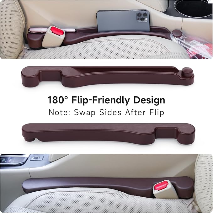 Givifive Car Seat Gap Filler Organizer 2Pack Soft Foam 3IN1 Multifunctional | Seat Side Gap Strip with Slot & Hook Universal Fit Car SUV Truck Fill The Gap Between Seat & Console (Narrow Espr Brown) - Image 7