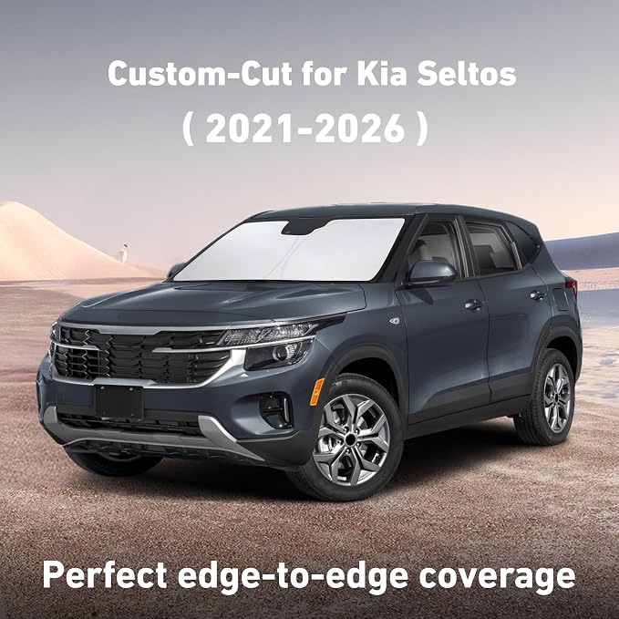 EcoNour Windshield Sunshade Compatible for Kia Seltos 2021-2024 2025 2026 | Sun Visor for Front Windshield & Window Sun Shade Cover, UV Heat Blocker & Protector, Car Accessories - Image 2