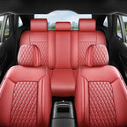 Red High-Density Nappa Leather Automotive Car Seat Covers Full Set | Univerasal Fit,3D Contoured,Waterproof,ThickTexture Nappa Leather,for most Suvs Trucks Sedans - Image 9