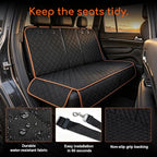 Car Back Seat Cover, Waterproof Non-Slip Pet Rear Seat Protector with Side Flaps, Scratchproof Oxford Cloth Pet Bench Backseat Cover for Most Vehicles, Car Accessories (Black & Orange) - Image 3