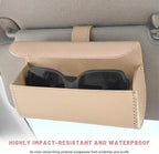 Sunglasses Holder for Car Visor, Auto Sunshade Eyeglasses Storage Case with Hidden Magnetic Closure, PU Leather Sunglass Protective Box for Most Vehicles Sun Visors (Beige) - Image 5