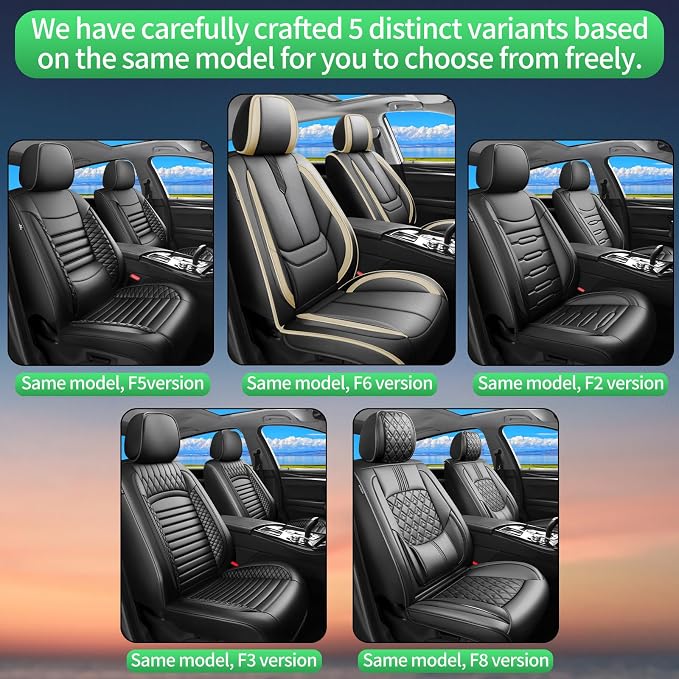Fit Rogue Car Seat Covers for Nissan Rogue 2014-2024 2025 2026 -Upgraded Premium Waterproof & Breathable Leather,Airbag Compatible,All-Weather Seat Cushion Protector,2 Front/Black-Beige - Image 9