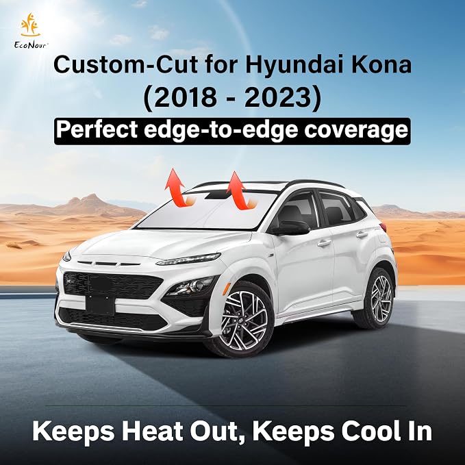 EcoNour Windshield Sunshade Compatible for Hyundai Kona 2018-2021 2022 2023 | Sun Visor for Front Windshield & Window Sun Shade Cover, UV Heat Blocker & Protector, Car Accessories - Image 2