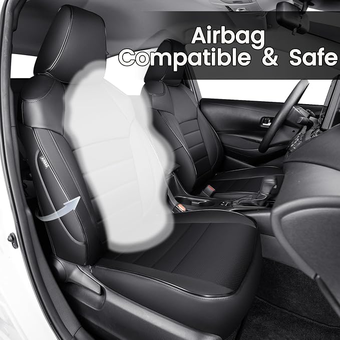 HKZ Custom Fit Corolla Car Seat Cover Full Set for Toyota Corolla 2020 2021 2022 L LE Models - Durable Faux Leather (Black) - Image 4