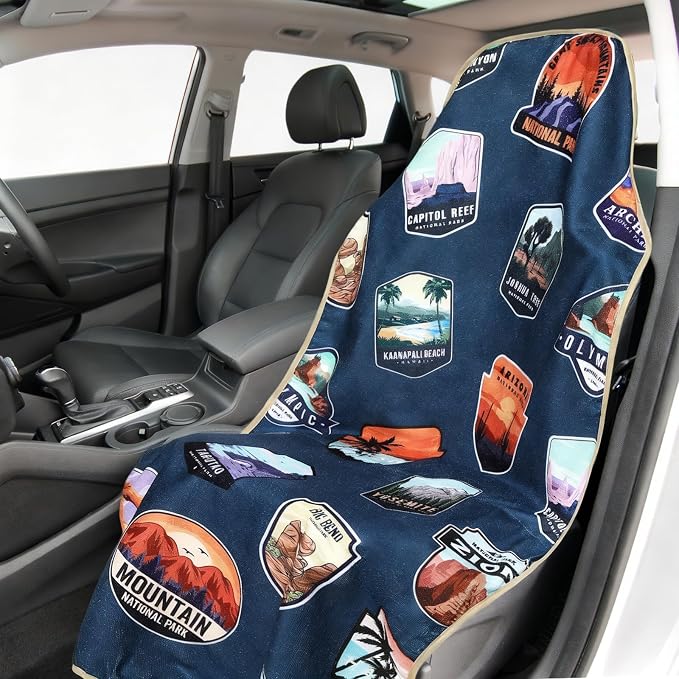 Lonfliness 1PCS Car Seat Cover Towel Non Slip Front Seat Car Seat Towel Athletic Running Towel Washable Seat Cover for Gym Workout Sweat Outdoor Sport Beach Hiking Yoga (National Park) - Image 6