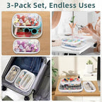 Clear Hard Shell Zipper Cases(3 Packs), Plastic Hard Sided Zippers Pouches Clear Hardshell Pencil Case For Storage, Diaper Bag Organizer Bliss Bins 2*Small/1*Medium - Image 2