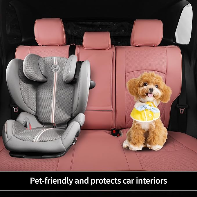 EKR Rav4 Seat Covers Custom Fit for Toyota Rav4 LE(NOT for Hybrid) 2013 2014 2015 2016 2017 2018,Leather Car Pink Seat Cover for Women SUV Full Set,Faux Leather(Pink) - Image 5