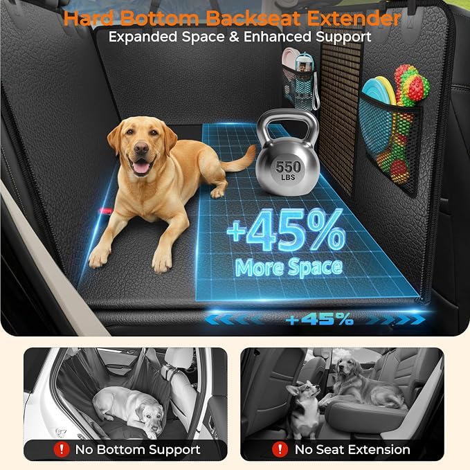URPOWER PU Leather Dog Back Seat Extender for Full-Size Crew Cab Trucks | 550 lb Support, 45% More Space for Large & Multiple Dogs, 3 Large Panels, Foam Padding for Comfort, Waterproof PU Leather - Image 2