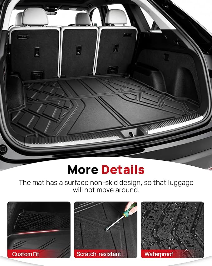 Original Cargo Liner Fit for 2017-2026 Audi Q7/SQ7 | All Weather TPE Custom Fit for Q7 Cargo Tray Non-Slip Rear Trunk Mat, Black - Image 3