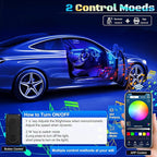 RGB Acrylic Interior Car LED Strip Light with Wireless APP, Car Accessories 6 in 1 with 175 inches 593 LEDs Fiber Optic Ambient Lighting Kits, Dynamic Music Sync Neon LED Strip Light for Car - Image 4