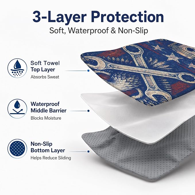 Car Seat Towel Cover 2 Pack for Front Seats, Sweat Absorbent Car Seat Protector with Non-Slip Backing, Waterproof Towel Car Seat Covers for Runners, Gym, Swimming, Beach, Eagle Gear - Image 3