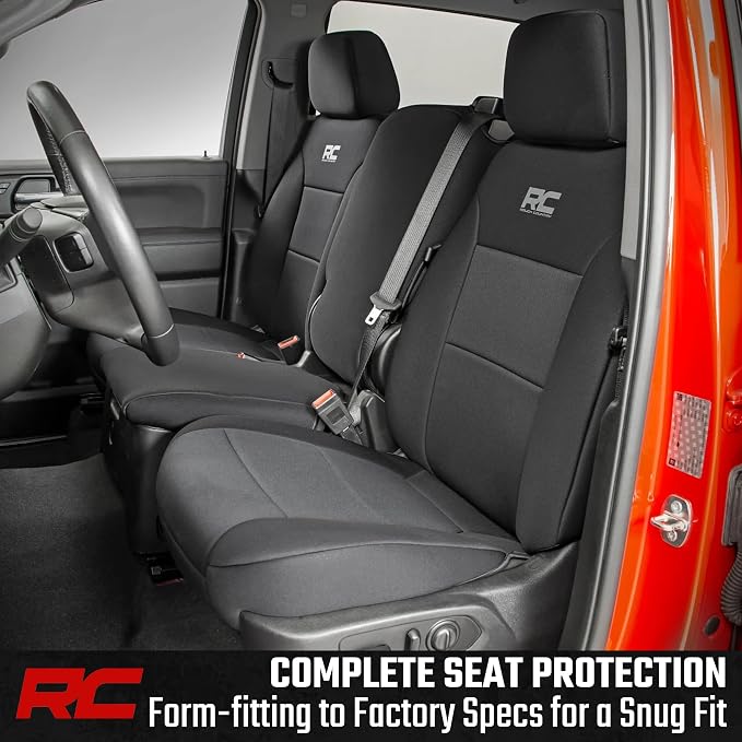 Rough Country Neoprene Front Seat Covers for Chevy Silverado & GMC Sierra 1500 (2019-2026) - Waterproof & UV Resistant, Foam Padded, Front Row Cover Set - Image 2