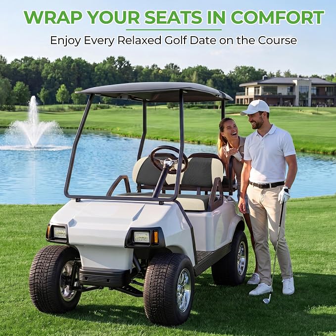10L0L Golf Cart Seat Covers for Yamaha EZGO Club Car Seat Towel Cushion | Breathable Mesh All-Season Front/Rear Seat Blanket, UV Resistant, Cool Comfort, Machine Washable, Easy On, Great Golf Gift - Image 5