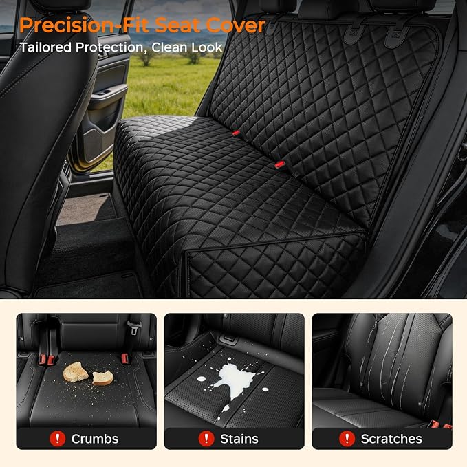 URPOWER Dog Car Seat Cover for Back Seat, Waterproof Car Seat Protector | Non-Slip, Scratch-Resistant, Machine Washable 600D Oxford Fabric Rear Bench Seat Cover for Full-Size SUVs & Pickup Trucks - Image 2
