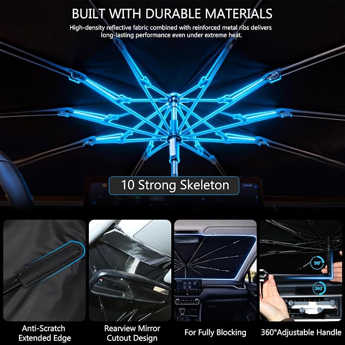 Car Windshield Sun Shade Umbrella for Honda Odyssey 2018-2025 | 2026 Upgraded,Custom-Fit Umbrella Sunshade,Easy Install,UV Protection & Heat Reflective,Keep Interior Cooler with Storage Bag - Image 5