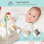 HIPHOP PANDA 2-Pack Diaper Caddy Organizer - Newborn Essentials Baby Registry Must Haves - Sturdy Nursery Storage Bin & Portable Car Caddy for Diapers & Wipes - Grey/Oatmeal Gift Set - Image 3