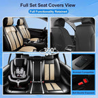 Fit Accent Seat Covers Custom Fit for Hyundai Accent 2006-2026, Full Set | Premium Leather Full Coverage Protector, Waterproof, Breathable, Scratch Resistant, Easy Wipe, Airbag Compatible, Black+Beige - Image 2