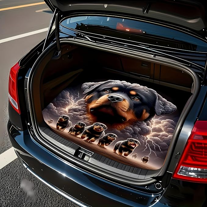 Universal Car Trunk Mat 29" x 39", Rottweiler Print All Weather Trunk Protection Cargo Liner, Durable Cargo Mat Rear Trunk Liner, Stylish Vehicle Interior Accessories Suitable for Most Car Models - Image 3