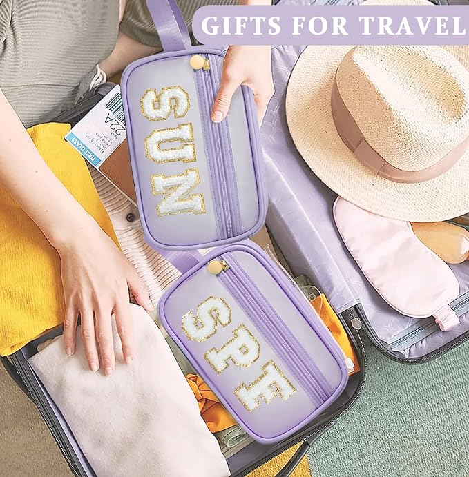 COSHAYSOO Clear Sunscreen Bag Makeup Toiletries Pouch Beach Vacation Essentials Summer Travel Stuff Accessories Personalized Graduation Gifts for Her Women College Teen Girls Teacher Nurse Purple SPF - Image 6