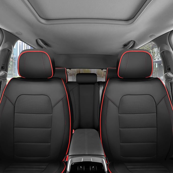 MotorBox Cabin King Crimson Trail Leather Seat Covers for Trucks & Cars | Black and Red Full Set Car Seat Covers, Waterproof Leather Seat Covers, Car Accessories, Seat Protector, Universal Fit - Image 9