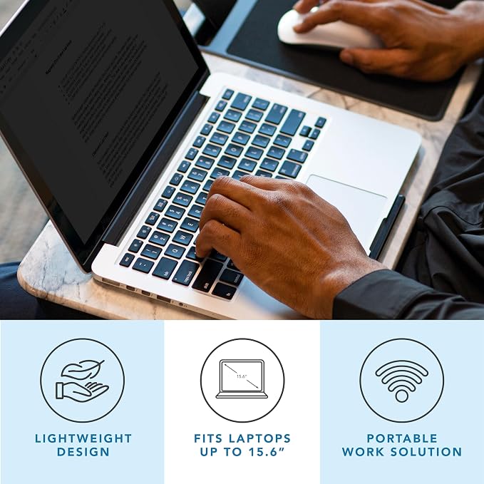 LAPGEAR Home Office Lap Desk – White Marble, Fits 15.6” Laptops | Built-In Mouse Pad & Phone Slot, Integrated Device Ledge, Dual-Bolster Microbead Cushion, Carry Handle - Image 2