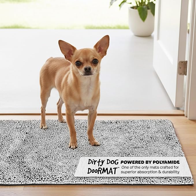 Dog Gone Smart Dirty Dog Doormat - Super Absorbent - Silver Grey, 23 x 16in | Polyamide Rug Pulls in Moisture & Dirt - Fast Drying for Clean Floors, Non-Slip, Machine Washable Mat for Muddy Paws by DogGoneSmartBed