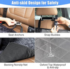 Kytely Dog Car Seat Cover Back Seat XL, Waterproof Hammock for Car & SUV | Side Flaps with Zippers, Mesh Window, 600D Oxford, Anti-Scratch Nonslip Backseat Protector, Dog Seat Belt Included - Image 8