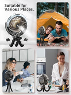 Misting Stroller Fan, 6000mAh Battery Operated Portable Fan with Light & 360° Pivoting, Personal Fans with Flexible Tripod for Baby, Office, Travel,Treadmill,Outdoors - Image 8