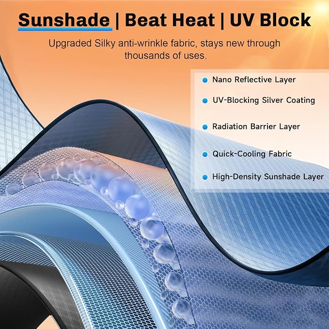SXCY for 2025 2026 Kia K4 Windshield Umbrella Sunshade [Easier Foldable] for 2025 2026 Kia K4 Accessories 2026 K4 Sunshade Umbrella for 2026 K4 Windshield Sun Shade Umbrella - Image 6
