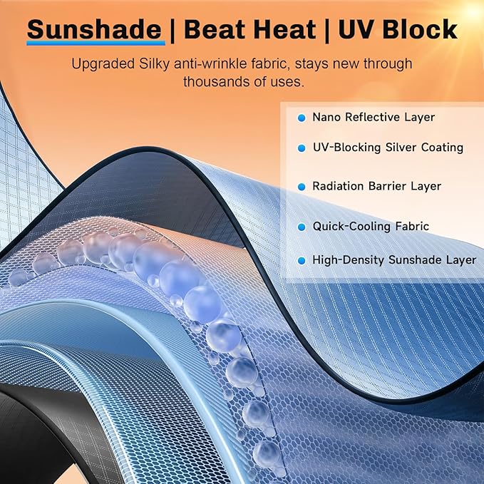 SXCY for 2026 Toyota RAV4 Windshield Umbrella Sunshade [Easier Foldable] | for 2026 Toyota RAV4 Accessories 2026 RAV4 Sunshade Umbrella 2026 RAV4 Windshield Umbrella Sun Shade - Image 6