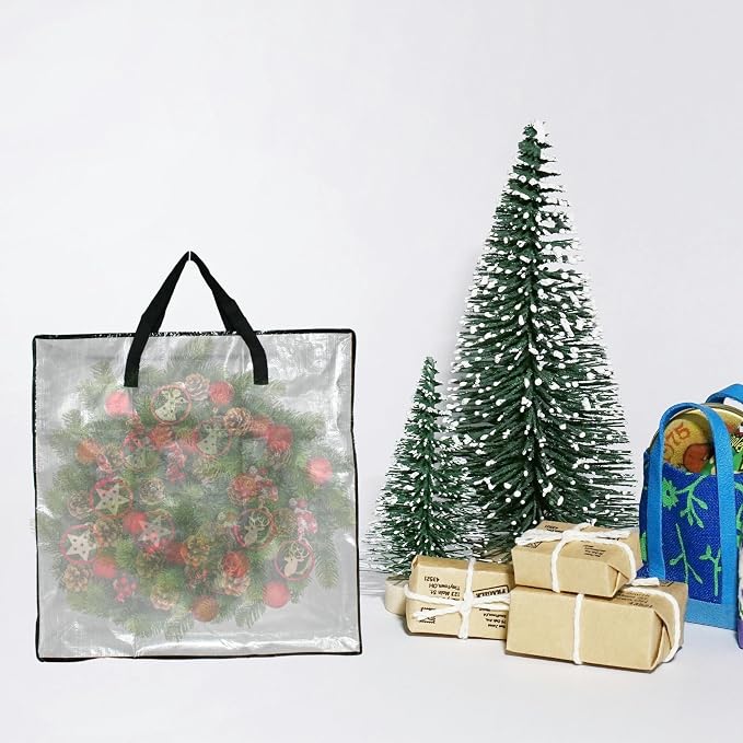 9 Pack Clear Storage Bags with Zipper and Handles, Blanket Bags For Closet Storage, Moving and Packing Supplies for College, Underbed Storage Organizer for Clothes Pillow Bedding Christmas Wreath - Image 6