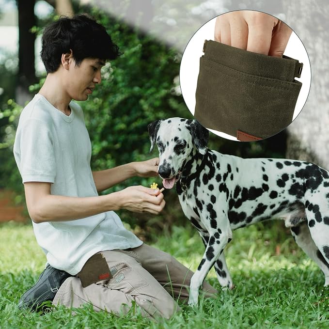 1 Pcs Pocket Pet Training Pouch,Dog Treat Pouch (Olive drab) | For Portable Pet Dog Walking Bag, Travel or Outdoor Use - Image 4