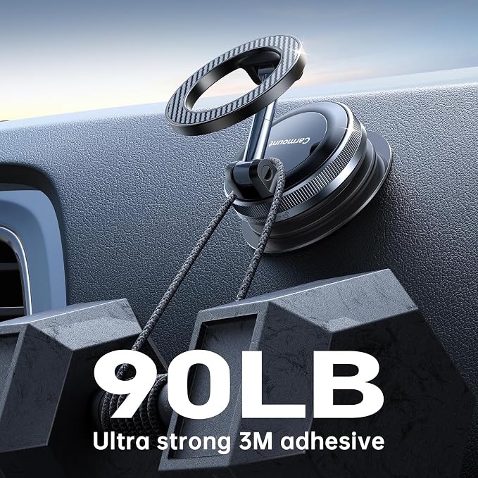 for Magsafe Car Mount carmount 2.0 Magnetic Phone Mount【Ultra-Stable Magnetic Hold】Vacuum Magnetic Phone Holder for Car Dashboard Windshield Phone Holders for Your Car for iPhone Samsung,Carbon Fiber - Image 4