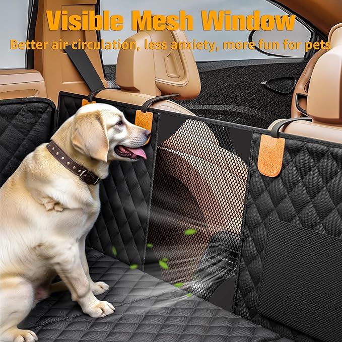 Dog Car Seat Cover for Back Seat, Hard Bottom Back Seat Extender | Rear Seat Pet Cover for Dogs - Supports 400lbs, Waterproof and Scratch Resistant Dog Hammock with Mesh Window For Cars & SUVs - Image 6