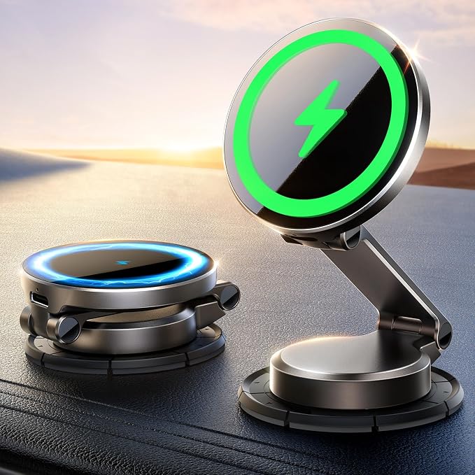 JOYROOM All-Metal MagSafe Car Mount Charger, 15W Mini Magsafe Car Charger for Dashboard, Wireless Car Charger for iPhone 17 Pro Max Plus/iPhone 16 15 14 13 12 Pro Max Plus, Dark Blue by JOYROOM